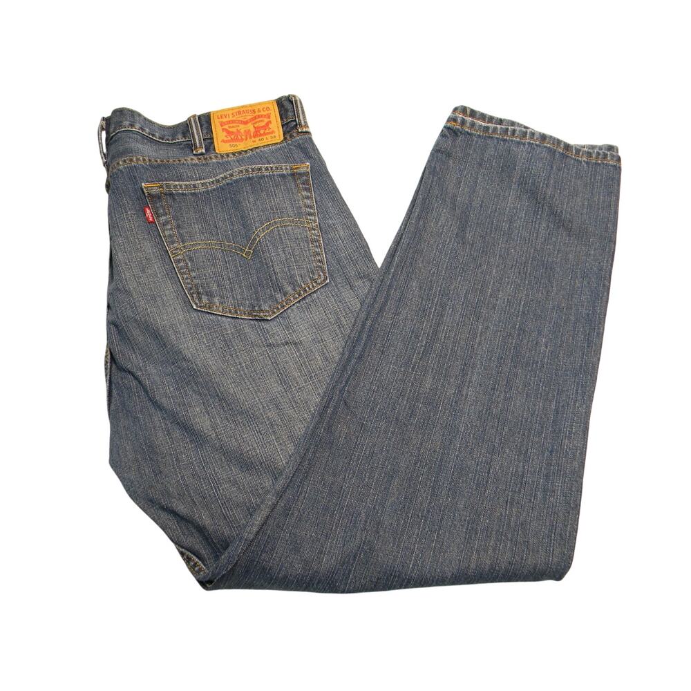 Levi's 505 Regular Fit Men's Jeans Size 40x32 Medium Wash Straight Leg‎ Denim